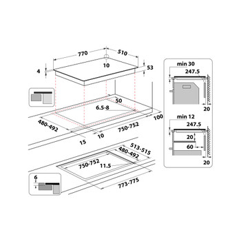 Whirlpool Kookplaat SMP 778 C/NE/IXL Zwart Induction vitroceramic Technical drawing