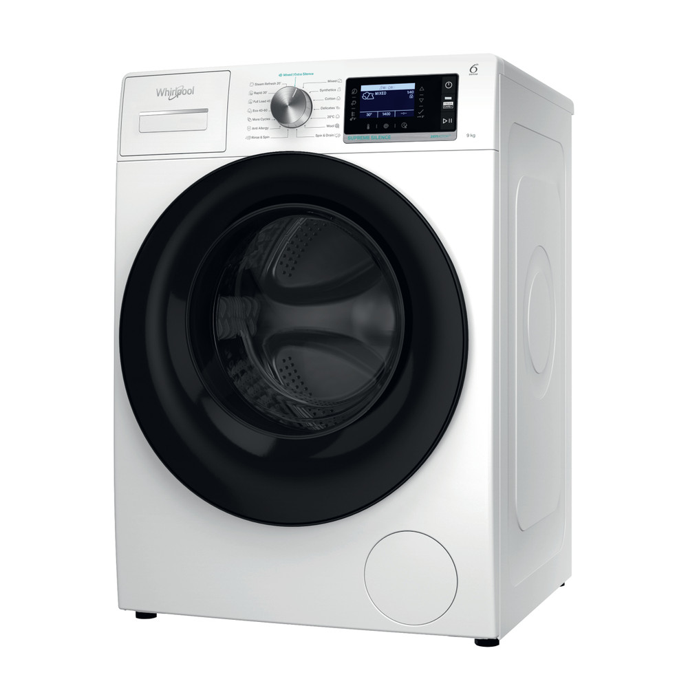 Whirlpool Maşină de spălat rufe Independent W6 98 SILENCE EE Alb Încărcare frontală A Perspective