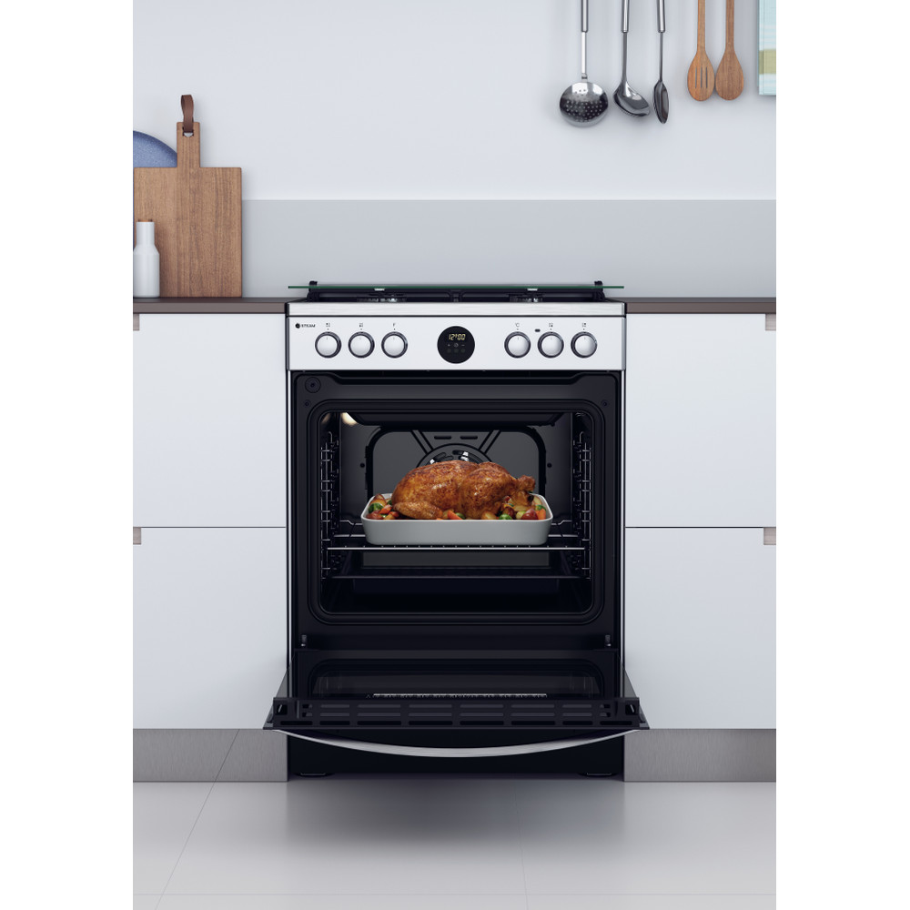 „Indesit“ Viryklė IS67G8CHX/E/1 Nerūdijančio plieno Dujinė Lifestyle frontal open