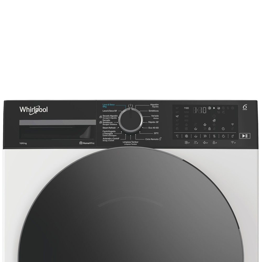 Whirlpool Lavadora secadora Libre instalación WPD 0649W SPT Blanco Cargador frontal Control panel