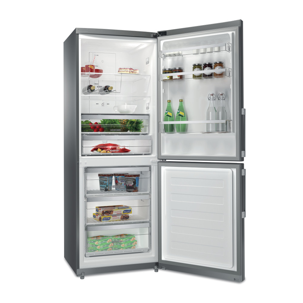 Whirlpool Kombinirani hladnjak Samostojeći WB70E 973 X Optički Inox 2 doors Perspective open
