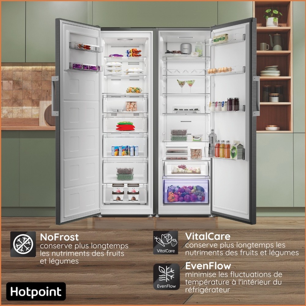 Hotpoint Congelador Livre Instalação HPMFF 6312 XBR5E ARC 764 Manhattan Gray Lifestyle detail