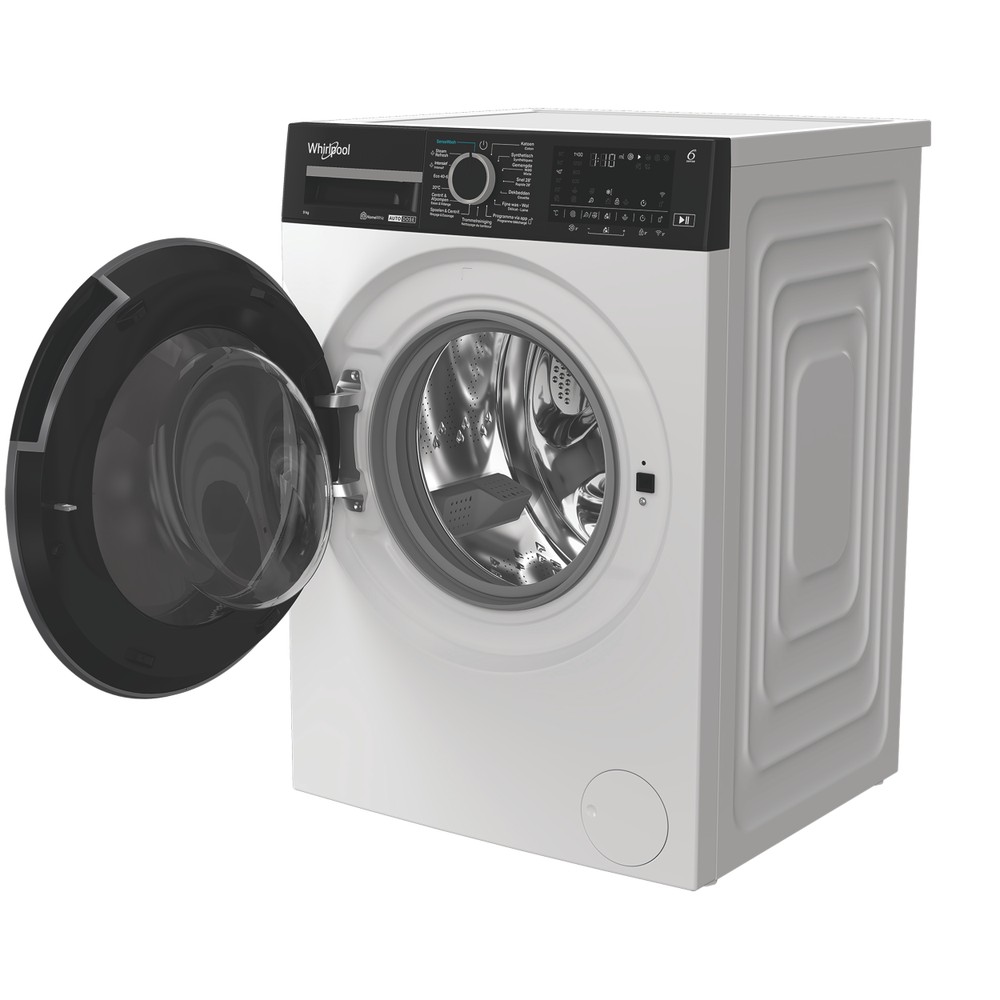 Whirlpool Lave-linge Pose-libre WPM 912W ADS BE Blanc Frontal A Perspective open