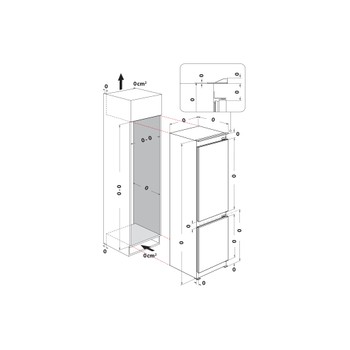 Whirlpool Koel-vriescombinatie Inbouw WHK2 5323 B5E2 Zinc Metal 2 deuren Technical drawing