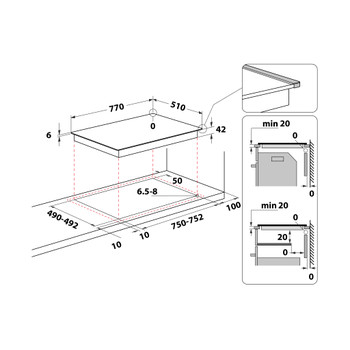 Whirlpool Kookplaat AKT 8360 LX Zwart Radiant vitroceramic Technical drawing
