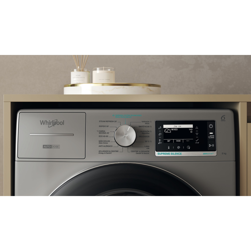 Whirlpool Máquina de lavar roupa Livre Instalação W8 99ADS SILENCE SPT Prata Carga Frontal A Control panel