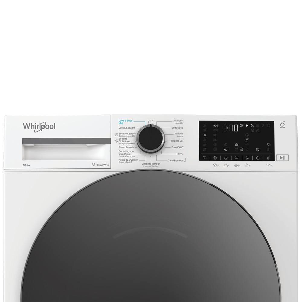 Whirlpool Lavadora secadora Libre instalación WAD 9636W SPT Blanco Cargador frontal Control panel