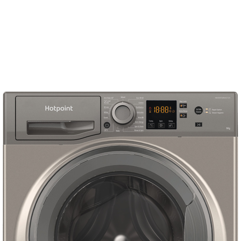 Hotpoint_Ariston Lave-linge Pose-libre NSWM 946 GG FR Graphite Lave-linge frontal A Control panel