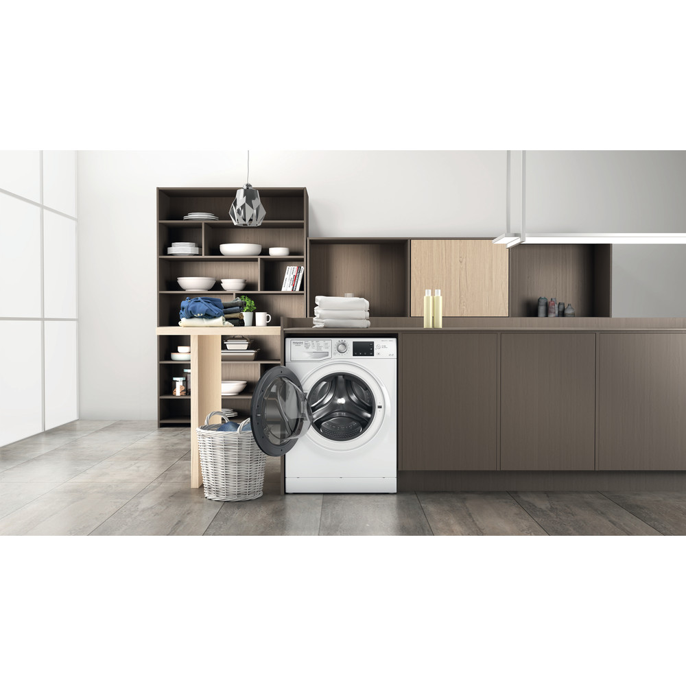 Hotpoint_Ariston Máquina de lavar e secar roupa Livre Instalação NDB 9636 DA SPT Branco Carga Frontal Lifestyle frontal open