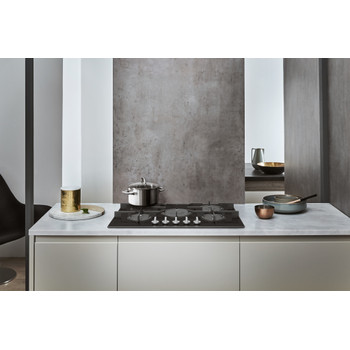 Whirlpool Hob POW 75D2/NB Black Gas Lifestyle frontal top down