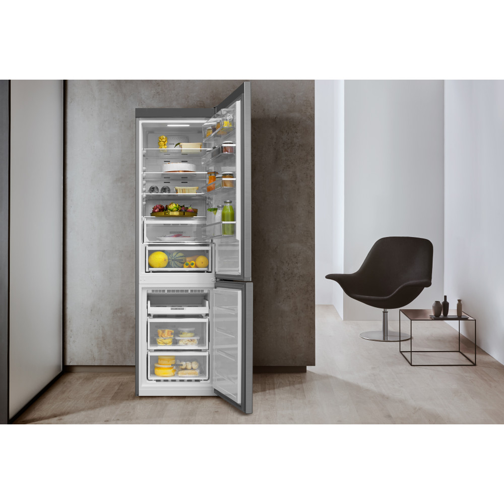 Whirlpool Hűtő/fagyasztó kombináció Szabadonálló W9 931D IX 3 Inox 2 doors Lifestyle frontal open