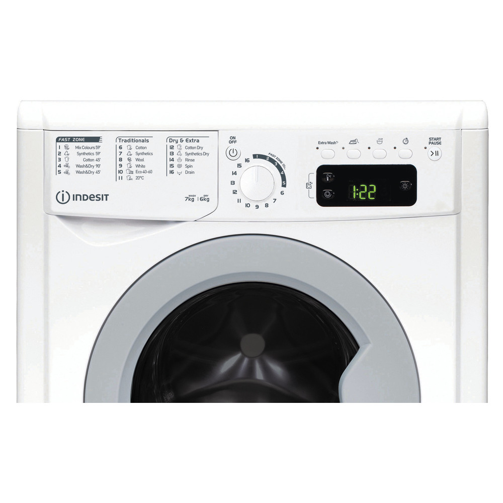 Indesit Perilica i sušilica Samostojeći EWDE 761483 WS EE N Bijela Prednje punjenje Control panel