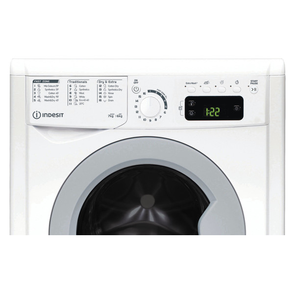 Indesit Perilica i sušilica Samostojeći EWDE 761483 WS EE N Bijela Prednje punjenje Control panel