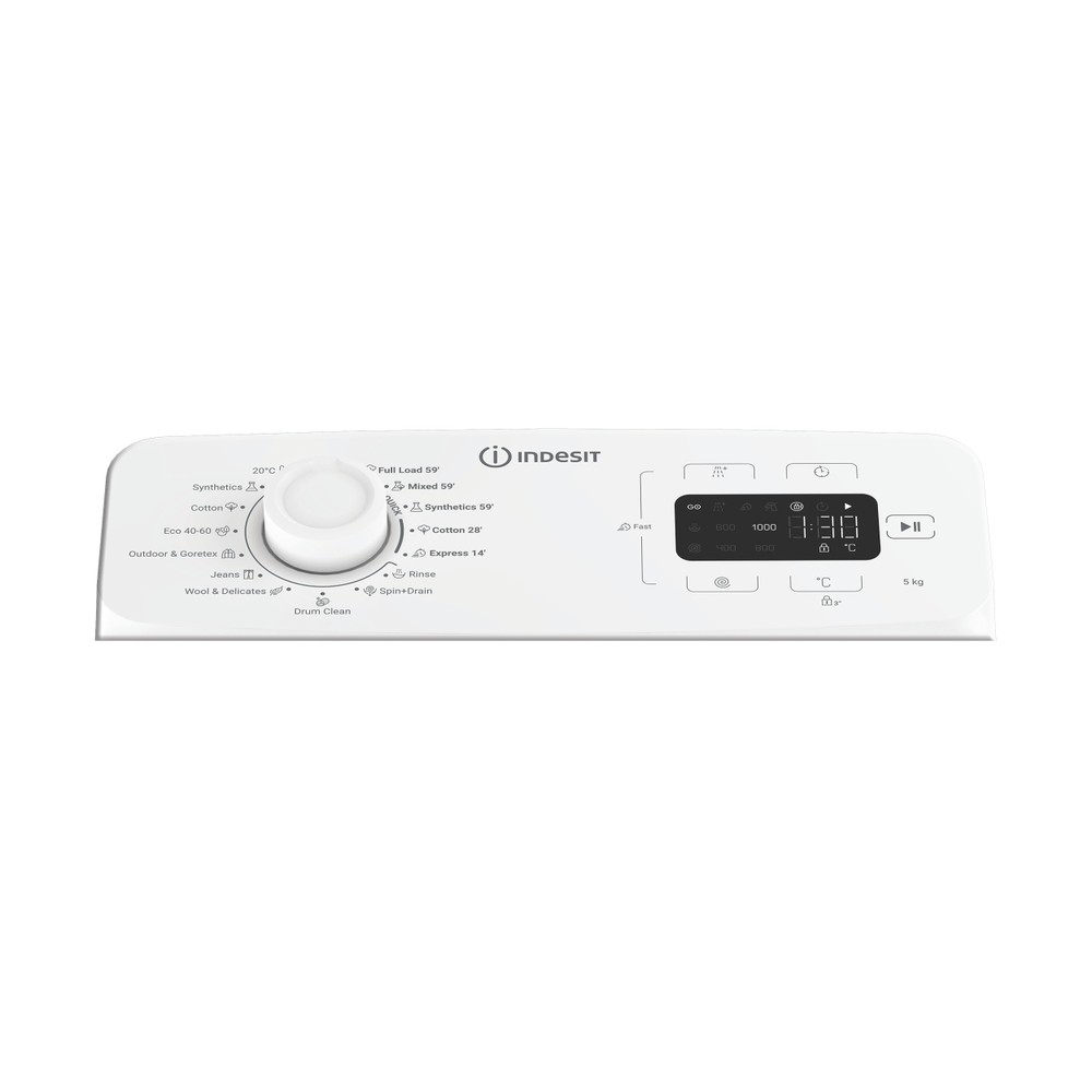 „Indesit“ Skalbimo mašina Laisvai pastatoma TI512EMTEE Balta Pakraunama iš viršaus B Program