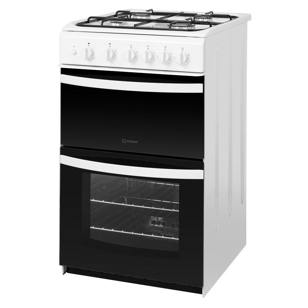 Indesit Double Cooker ID5G00KMW/UK White A+ Enamelled Sheetmetal Perspective
