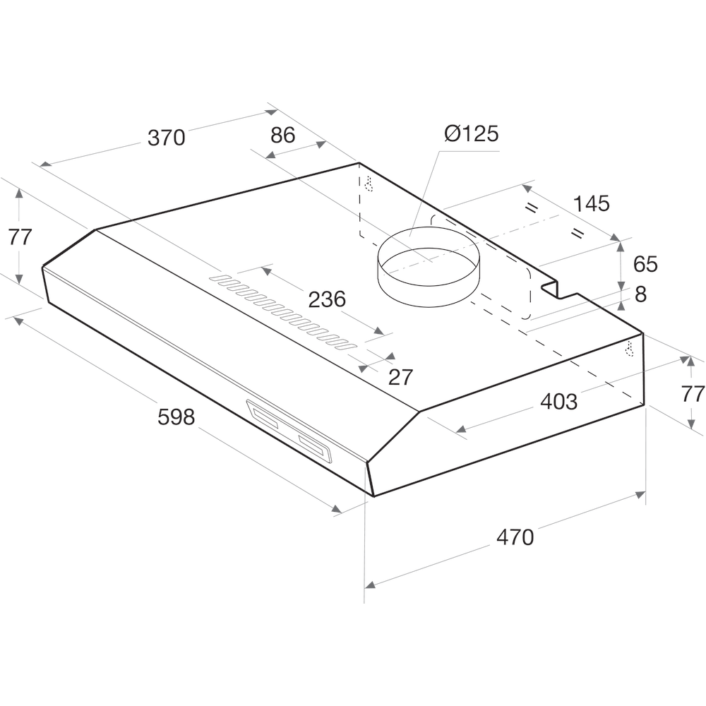 Ariston HOOD Built-in ASLT 65 AS X Inox Free-standing Mechanical Technical drawing