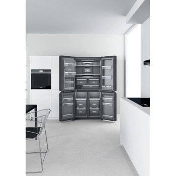 Whirlpool Side-by-Side Szabadonálló WQ9I FO1BX Black Steel Lifestyle frontal open