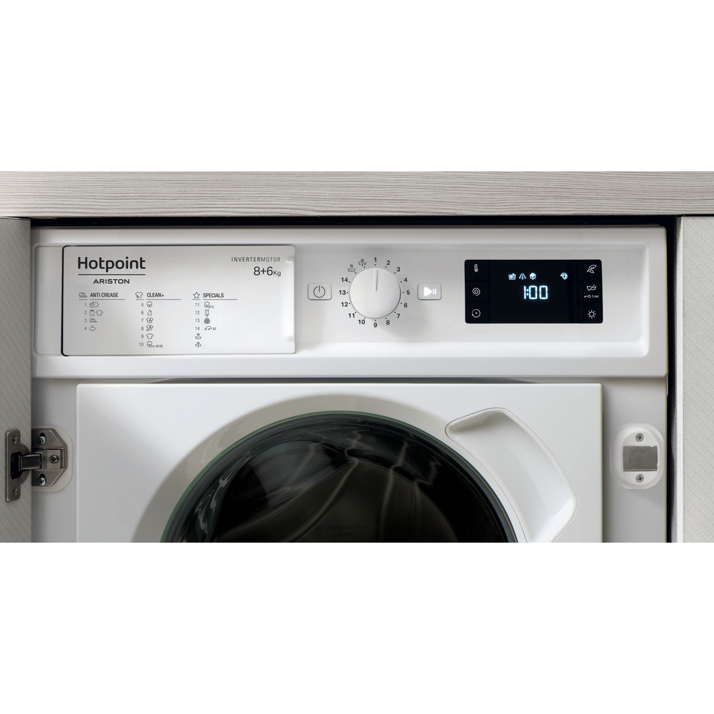 Hotpoint_Ariston Lavante-séchante Encastrable BI WDHG 861485 EU Blanc Lave-linge frontal Control panel