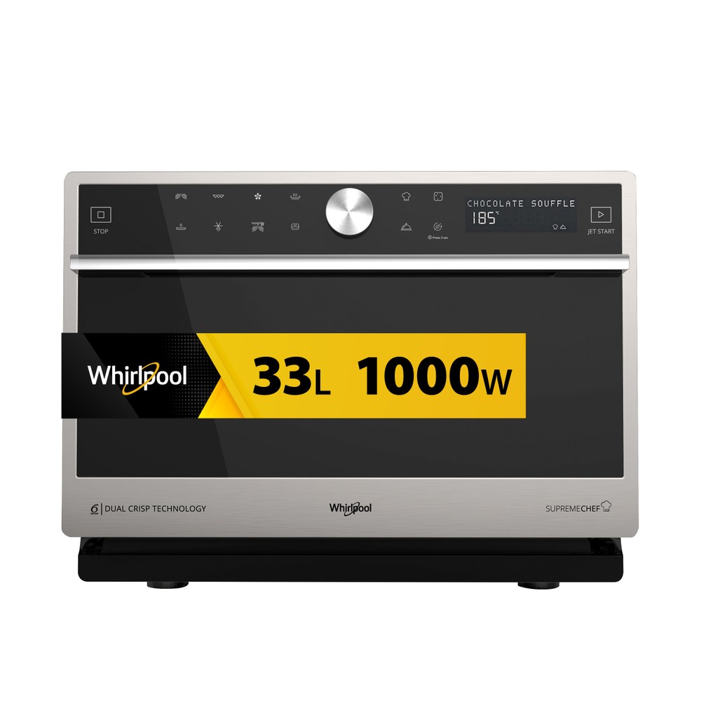 Whirlpool Micro-ondas Livre Instalação MWSC 9133 SX Aço inoxidável Eletrónico 33 MO Combinado 1000 Frontal