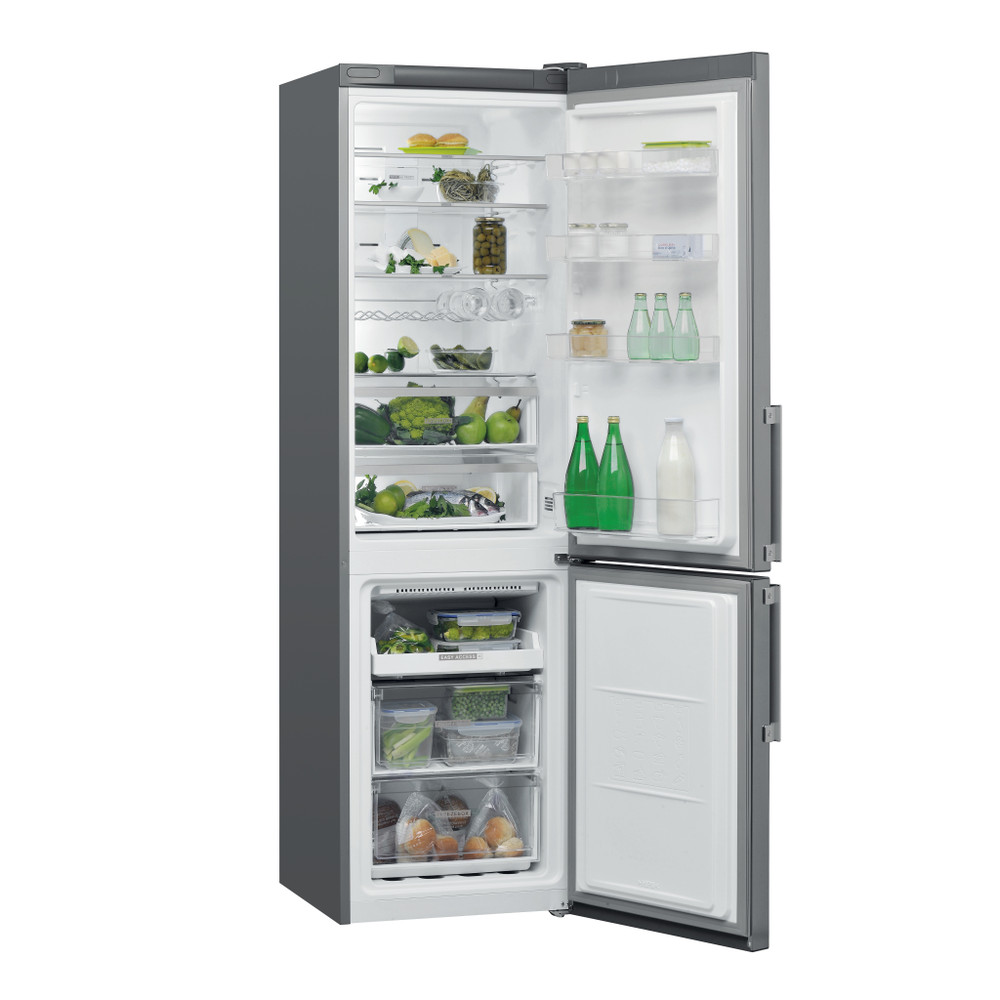 Whirlpool Hűtő/fagyasztó kombináció Szabadonálló W7 921O OX H Optic Inox 2 doors Perspective open