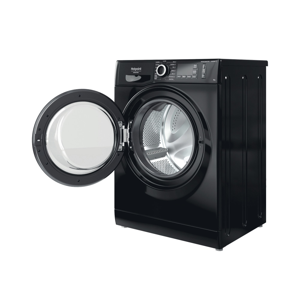 Hotpoint_Ariston Lave-linge Pose-libre CNM11 8458 BK FR Noir Lave-linge frontal B Perspective open