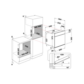 Whirlpool Horno Encastre AKZ 663/IX Eléctrico A + Technical drawing
