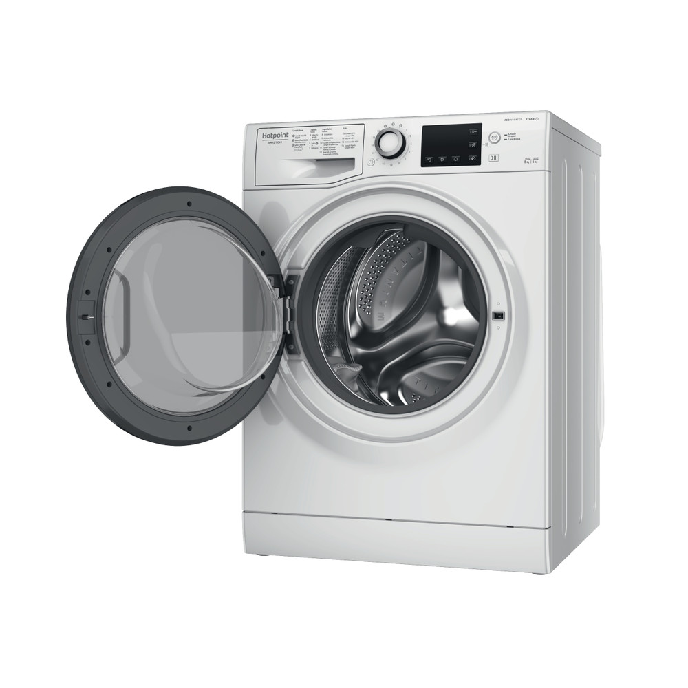 Hotpoint_Ariston Máquina de lavar e secar roupa Livre Instalação NDB 864489 WDA SPT Branco Carga Frontal Perspective open