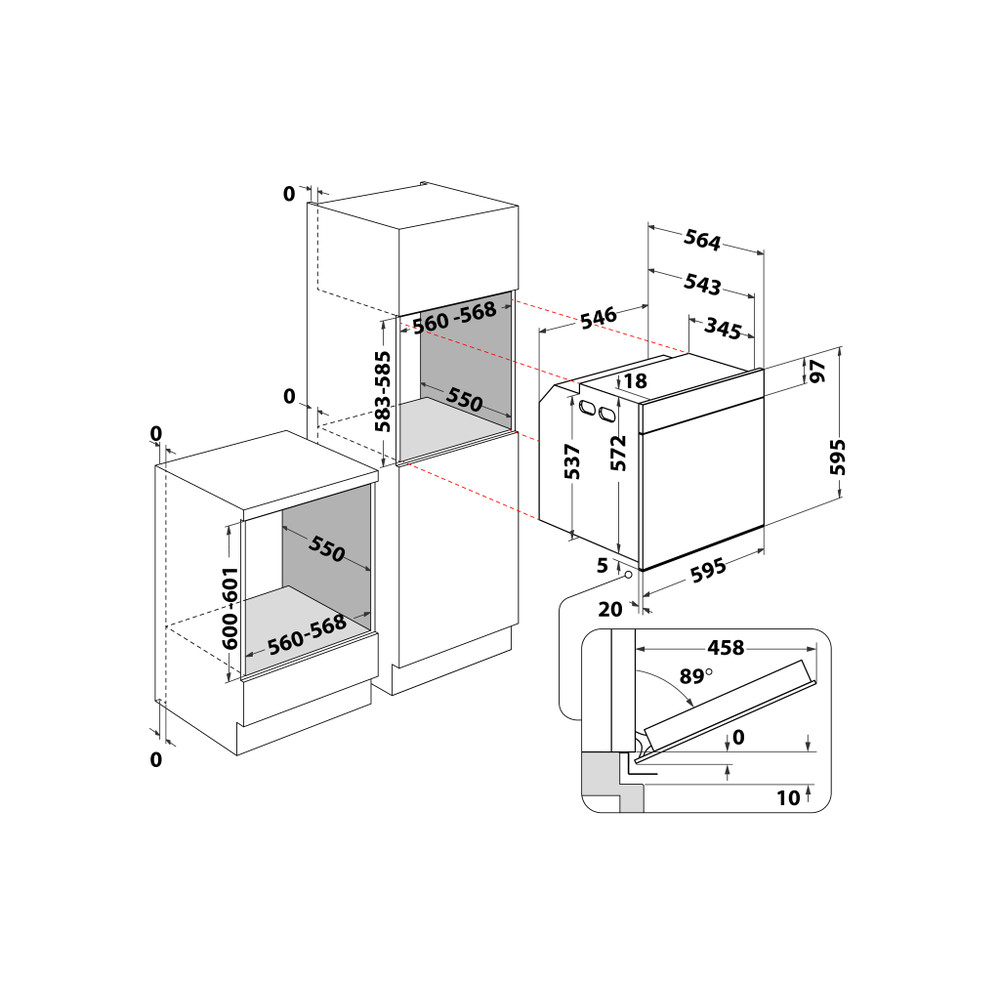 Whirlpool Cuptor Încorporabil AKZ9 6270 IX Technical drawing