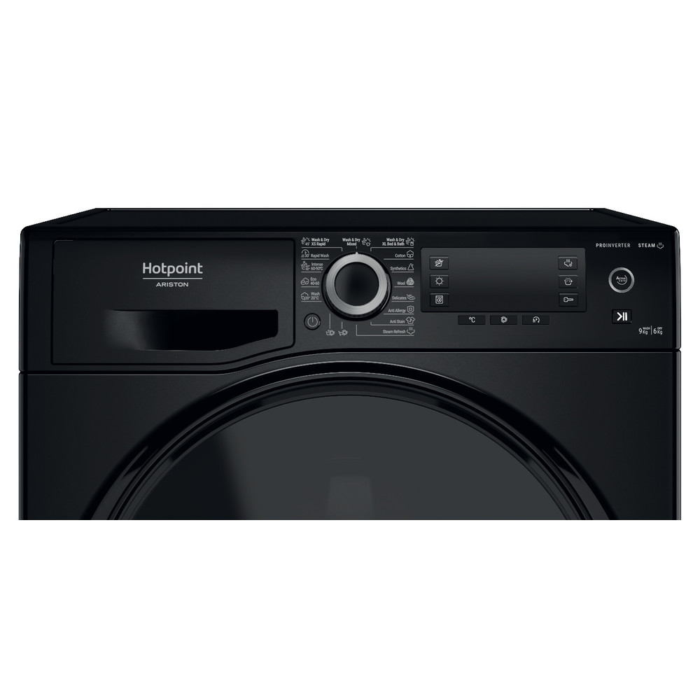 Hotpoint_Ariston Пералня със сушилня Свободностоящ NDD 964489 BDA EE Черно Предно зареждане Control panel
