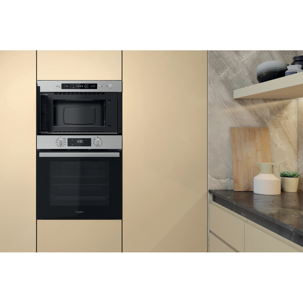 Whirlpool Mikrohullámú sütő Beépíthető MBNA920X Rozsdamentes acél Elektromos 22 Mikrohullám+Grill funkció 750 Lifestyle frontal open
