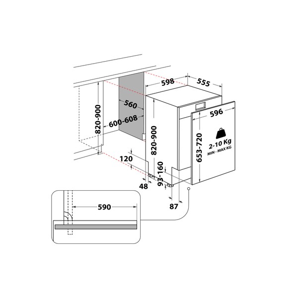 Indesit Myčka nádobí Vestavné D2I HD524 A Full-integrated E Technical drawing