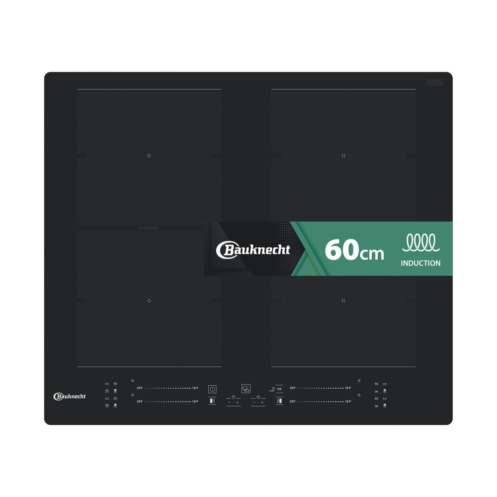 Bauknecht Table de cuisson BS 1260F NE Noir Induction vitroceramic Frontal