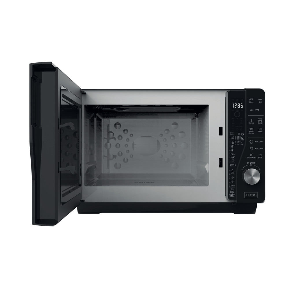 Whirlpool Mikrovågsugn Fristående MWF 427 BL Black Elektronisk 25 MW+grillfunktion 800 Frontal open