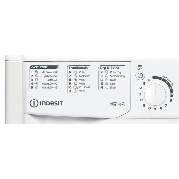 Indesit Perilica i sušilica Samostojeći EWDE 761483 WS EE N Bijela Prednje punjenje Program