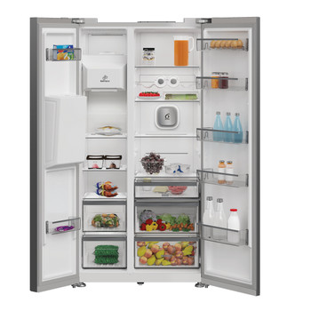 Whirlpool Side-by-Side Independent WHG2 6574W X5E Pearl Inox Lifestyle frontal open