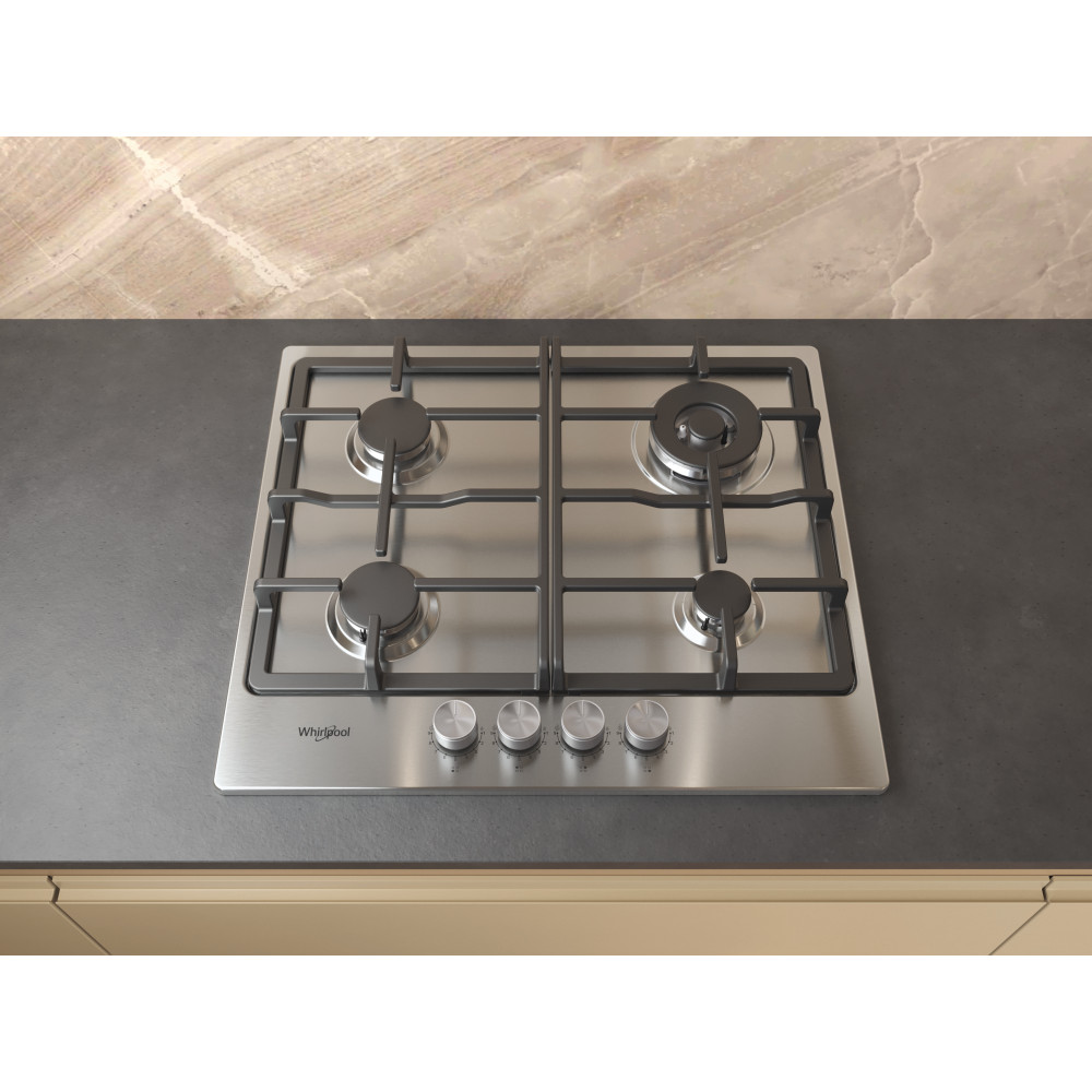 Whirlpool Варильна поверхня TGML 661 IX Нержавіюча сталь Газова Lifestyle frontal top down