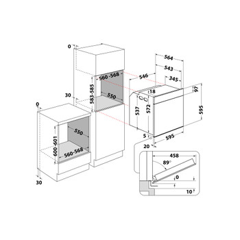 Whirlpool Sütő Beépíthető AKZ9 6230 IX Elektromos A+ Technical drawing