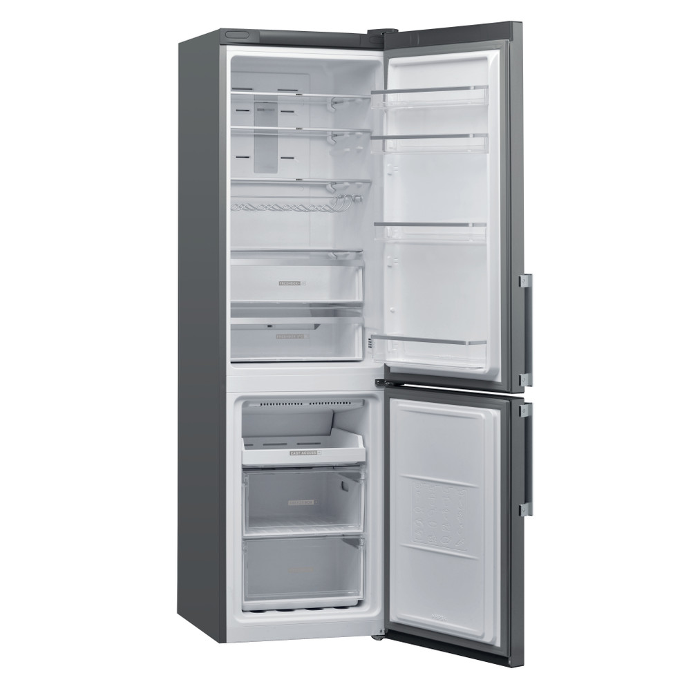 Whirlpool Hűtő/fagyasztó kombináció Szabadonálló W7 931T OX H Optic Inox 2 doors Perspective open