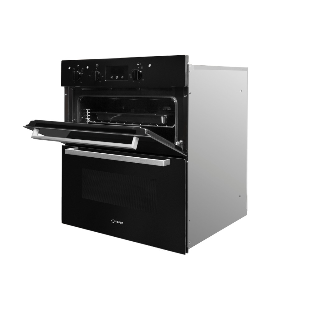 Indesit Double oven IDU 6340 BL Black B Perspective open