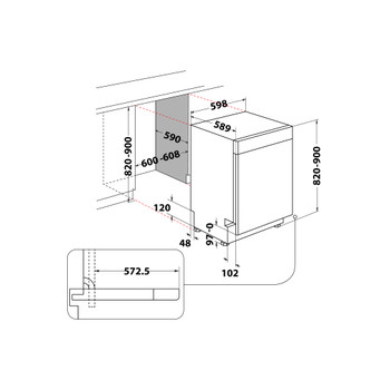 Whirlpool Oppvaskmaskin Integrert WH6UC14BN7A0X Under benk C Technical drawing