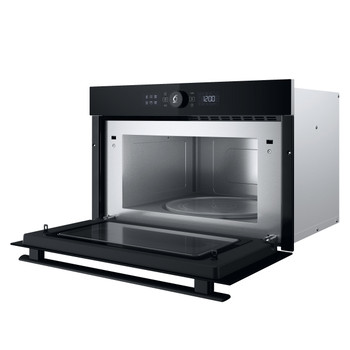 Whirlpool Mikrohullámú sütő Beépíthető WMD44MB Fekete Elektromos 31 Mikrohullám+Grill funkció 1000 Perspective open