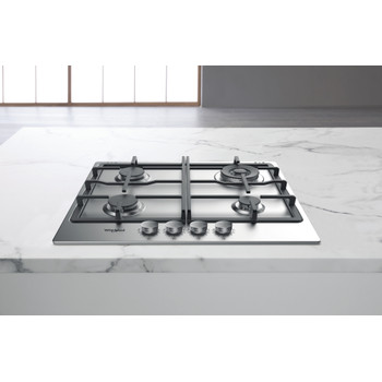 Whirlpool Table de cuisson TKRL 661 IX EU Inox Gaz Lifestyle frontal top down