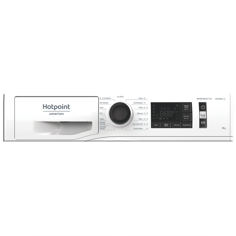 Hotpoint_Ariston Lave-linge Pose-libre CNB9489WKFR Blanc Lave-linge frontal A Program