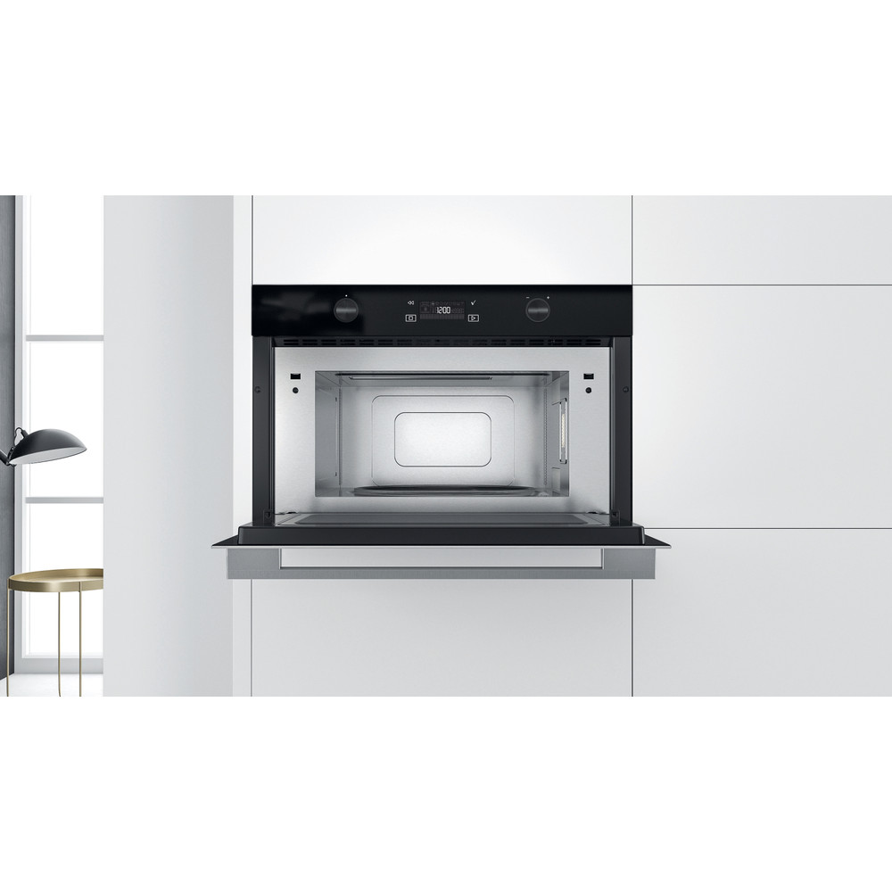 Whirlpool Mikrohullámú sütő Beépíthető W7 MD540 Rozsdamentes acél Elektromos 31 Mikrohullám+Grill funkció 1000 Lifestyle frontal open