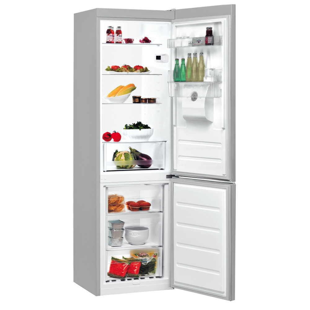 Indesit Kombinacija hladnjaka/zamrzivača Samostojeći LI8 S1E S AQUA Srebrna 2 doors Perspective open