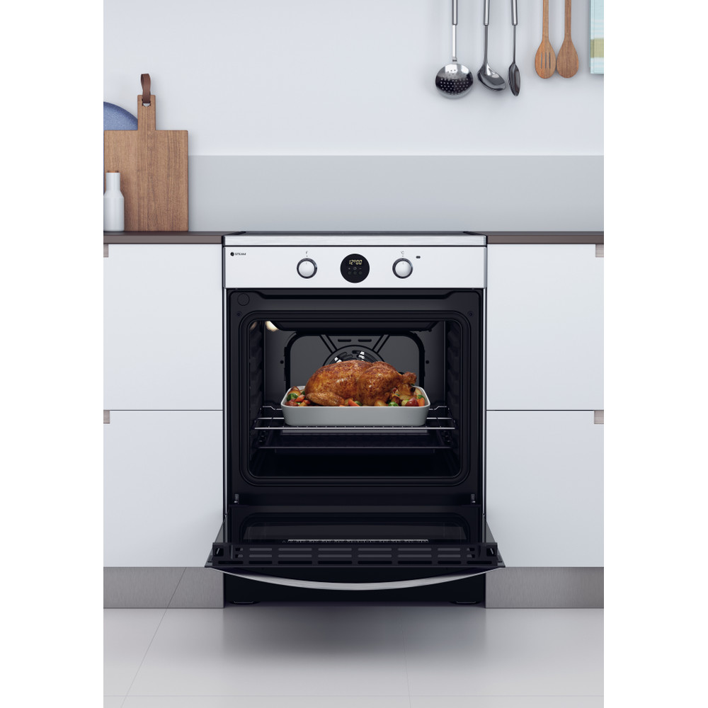 Indesit Cucina con forno a doppia cavità IS67IQ8CCX/FR Inox Elettrico Lifestyle frontal open