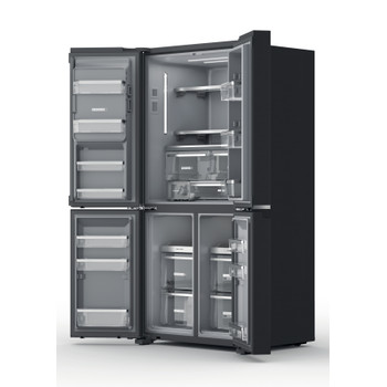 Whirlpool Side-by-Side Szabadonálló WQ9I FO1BX Black Steel Perspective open