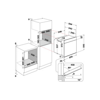 Whirlpool Horno Encastre AKZ9 6290 WH Eléctrico A + Technical drawing