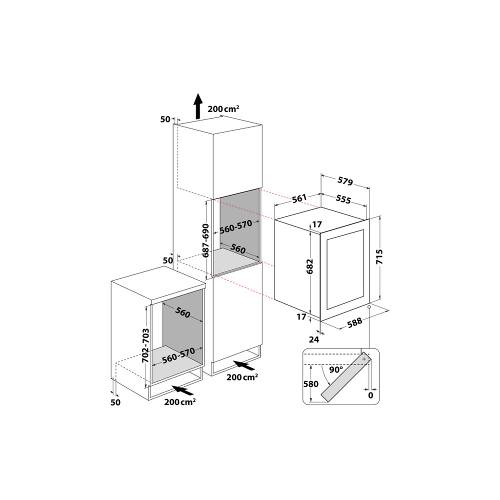 Hotpoint_Ariston Armazenamento de vinho Encastre HA6 WC71101 Inox Technical drawing