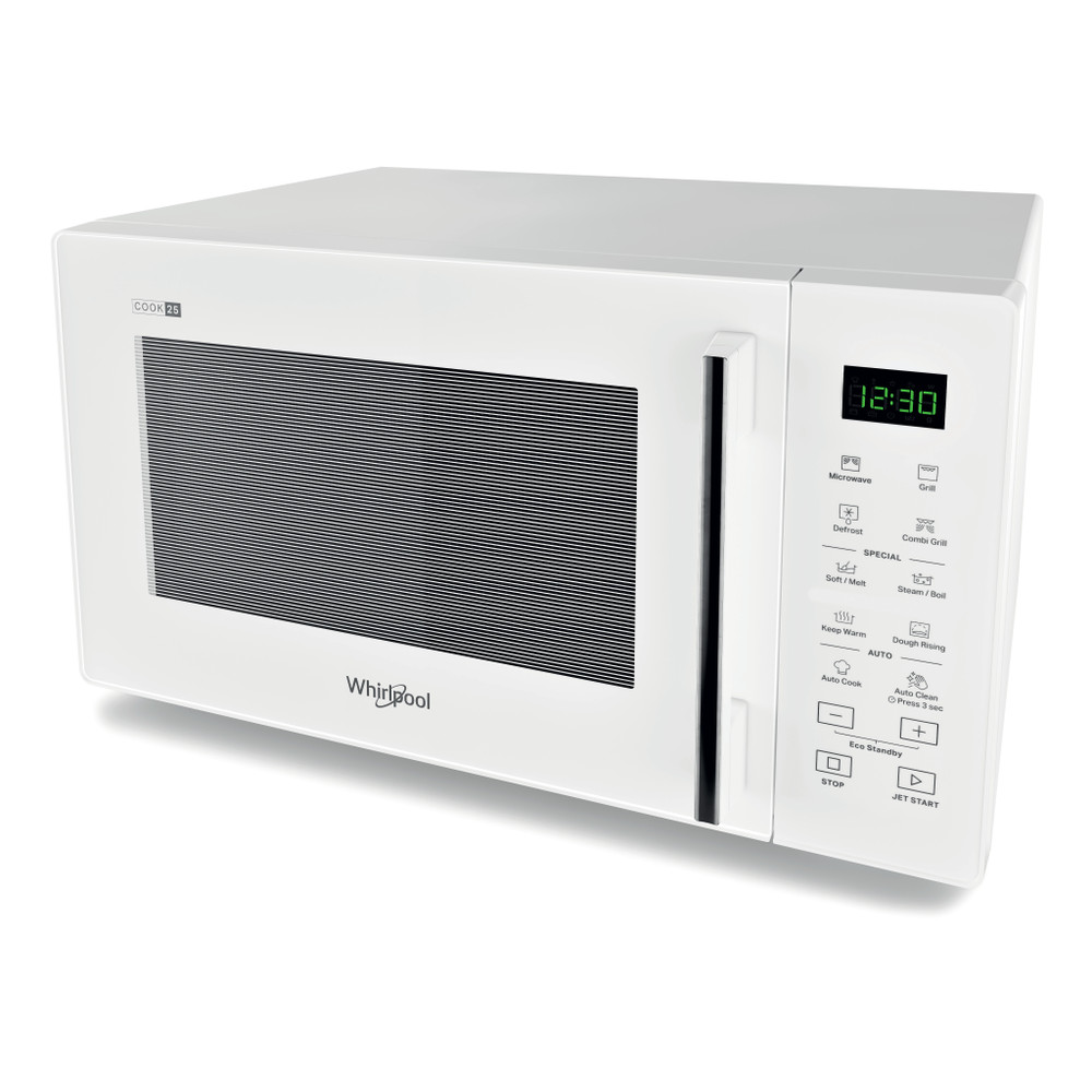 Whirlpool Micro-ondas Livre Instalação MWP 254 W Branco Eletrónico 25 MO + Função Grill 900 Perspective